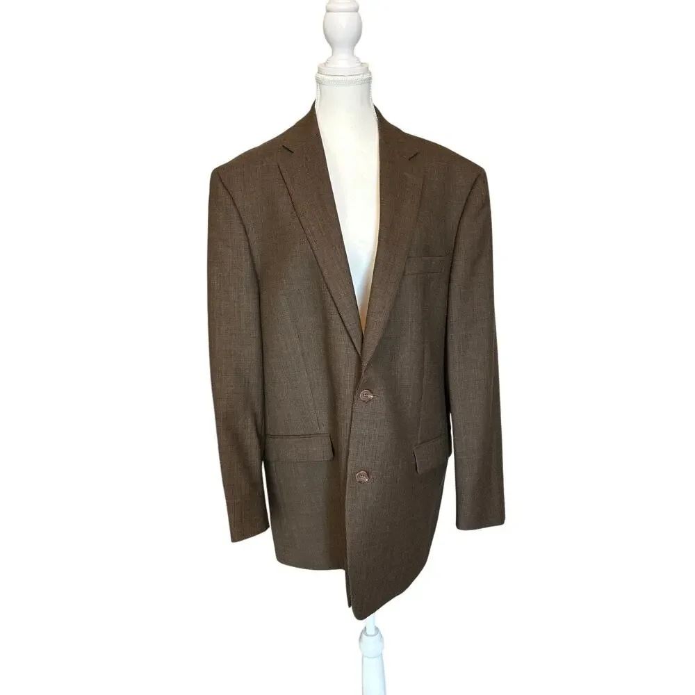 Lauren Ralph Lauren | Brown 100% Wool Mens Single Breasted Blazer | 44L